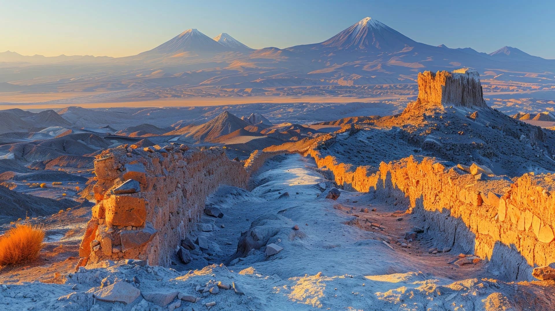Golden hour view from a Chilean lodge terrace